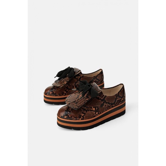 Zara animal print platform derby shoes snakeskin